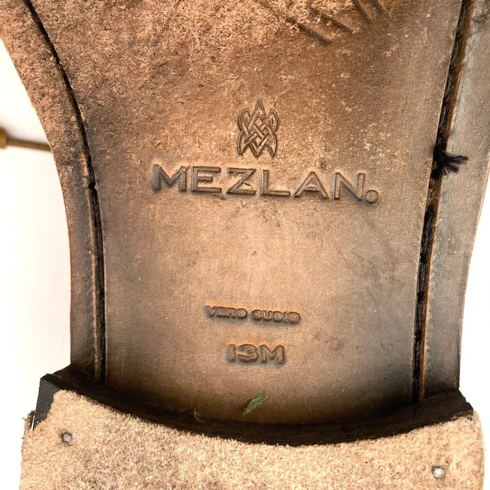 Mezlan Coppola Leather Oxford Shoes‎ Mens 13 Tan Brown Stitching Cap Toe
